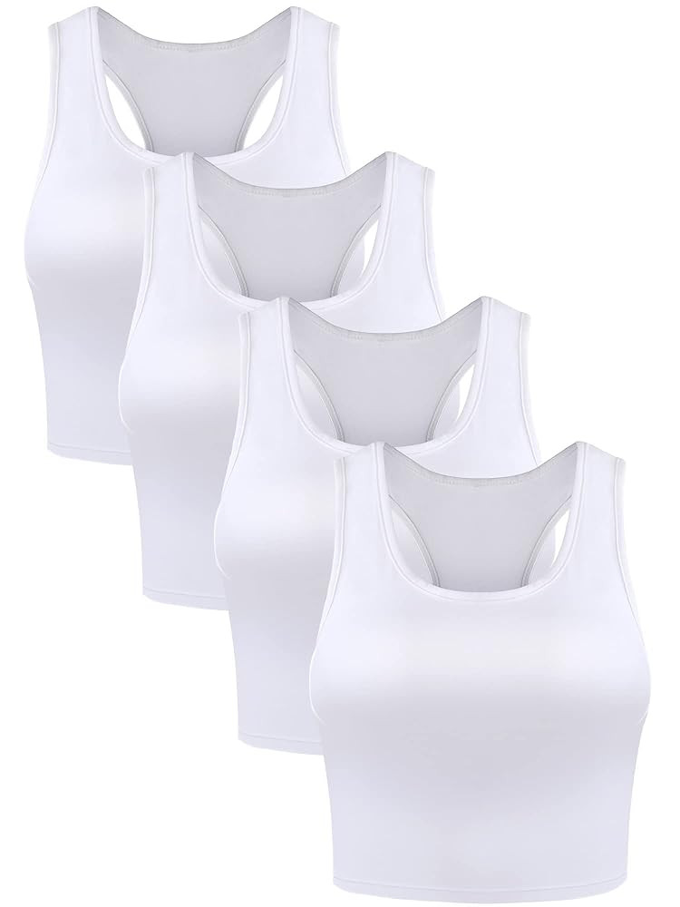 Boao 4 Pieces Basic Crop Tank Tops Sleeveless Racerback Crop Top for Women | Amazon (US)