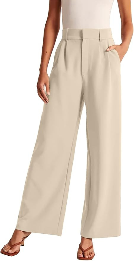 KUNMI Women's Wide Leg Pants Work Business Casual Loose High Waisted Dress Palazzo Flowy Trousers | Amazon (US)