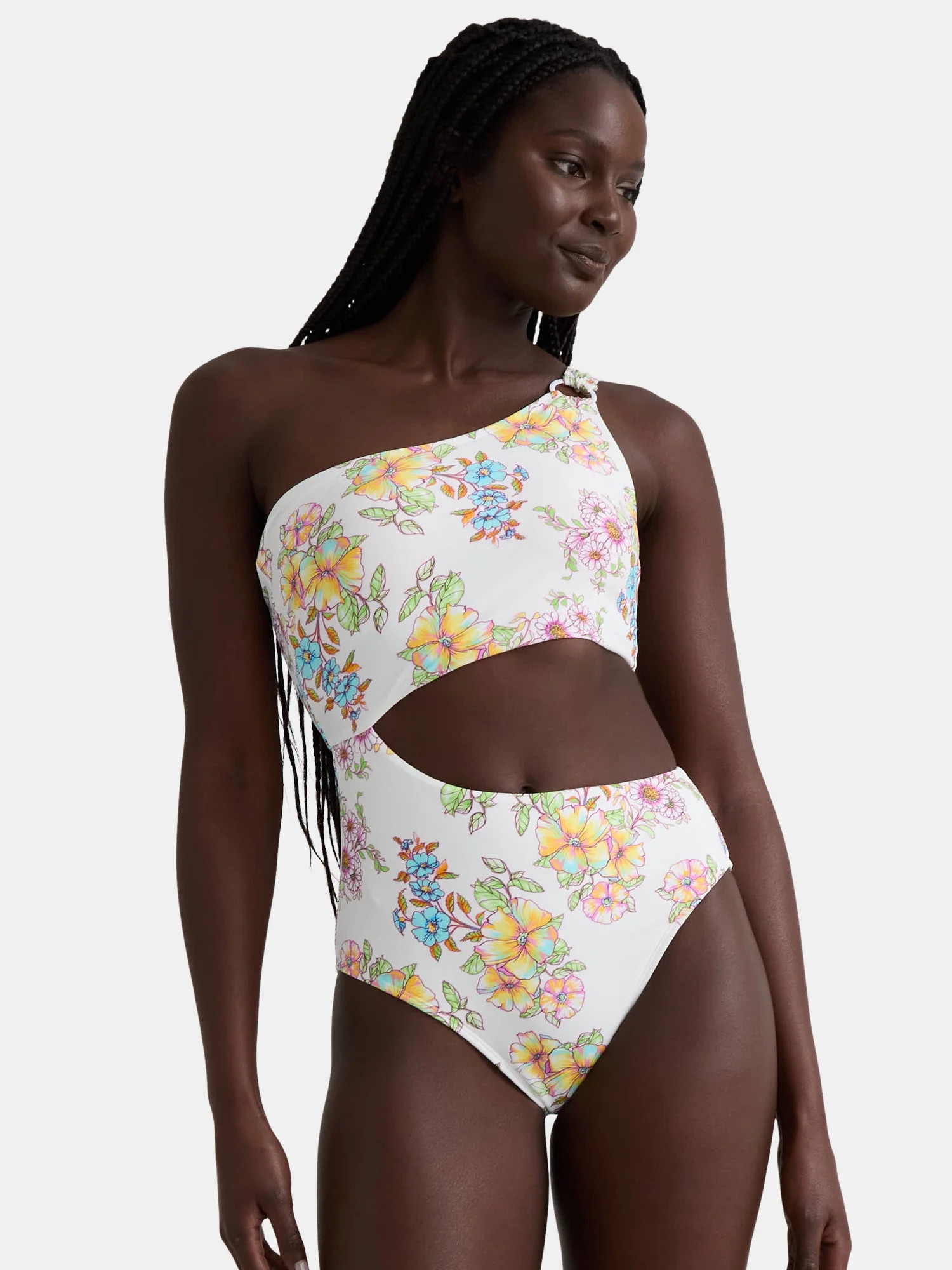 Jessica Simpson Women’s Cut Out One Shoulder One Piece Swimsuit, Sizes XS-XXL | Walmart (US)