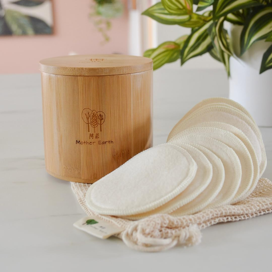 Reusable Hemp Cotton Rounds 15-Pack with Bamboo Storage Box – Ultra-Soft Organic Face Pads for ... | Amazon (US)