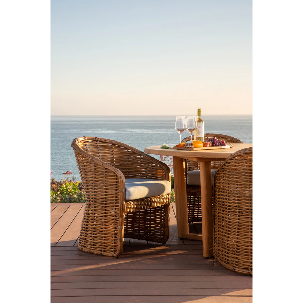 Playa Wicker Premium All-Weather Wicker Outdoor Dining Armchair with Sunbrella® Cushion | Wayfair North America