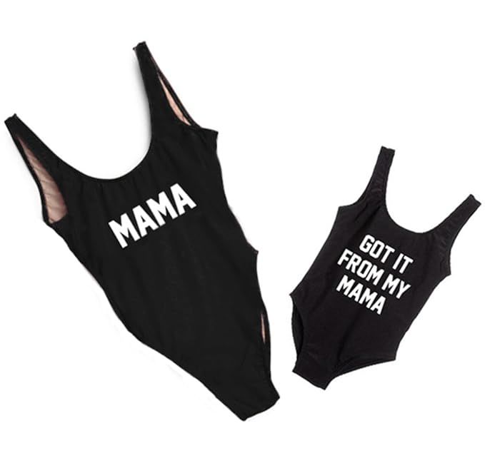 Mother Girl Swimwear Mommy and Me Matching One Piece Beach Wear Family Letters Print Sporty Monok... | Amazon (US)