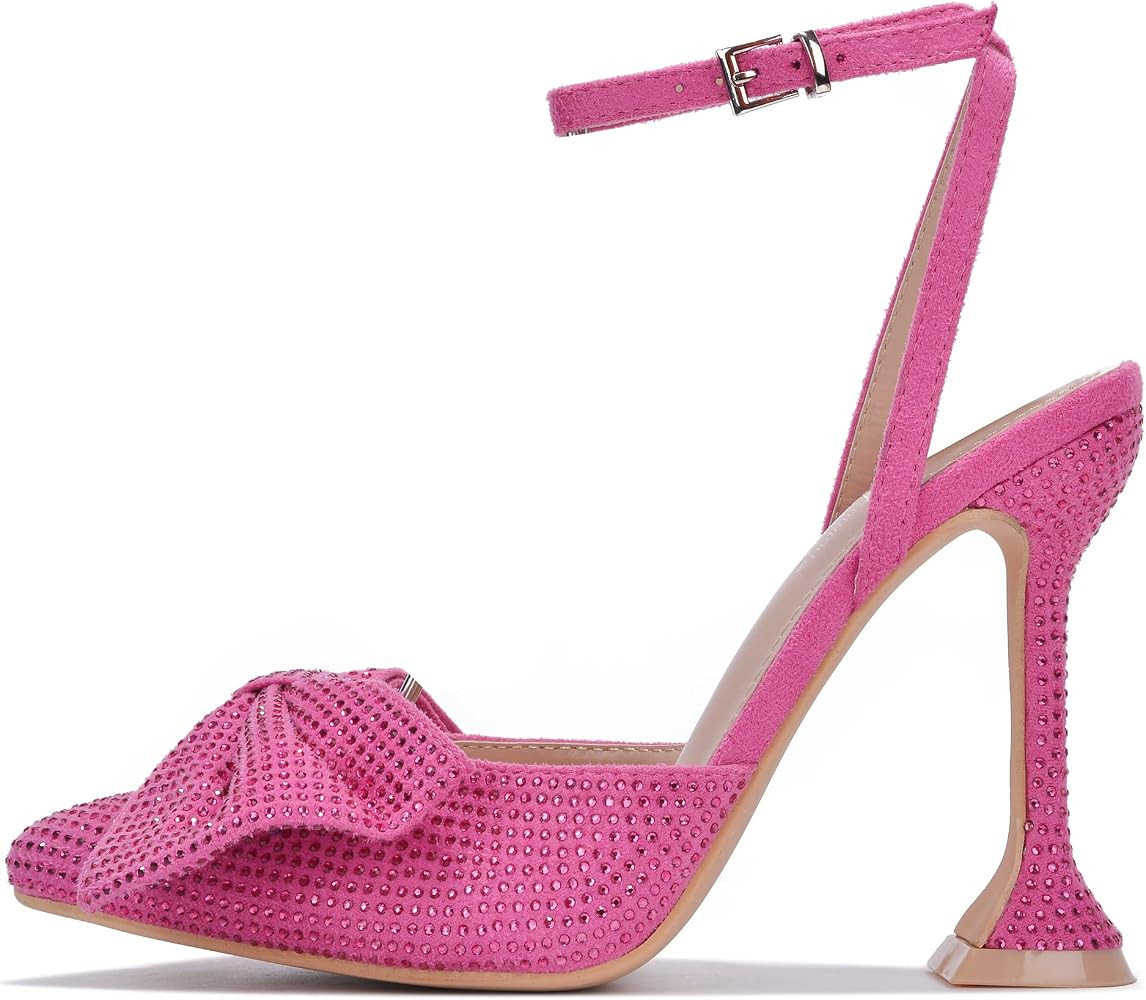 Cape Robbin Juana-1 Sexy High Heels for Women, Ankle Strap Closed-Toe Shoes Heels with Bow | Amazon (US)