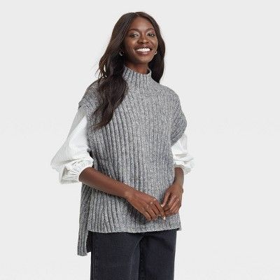 Women&#39;s Knit Vest - A New Day&#8482; Gray Heather One Size | Target