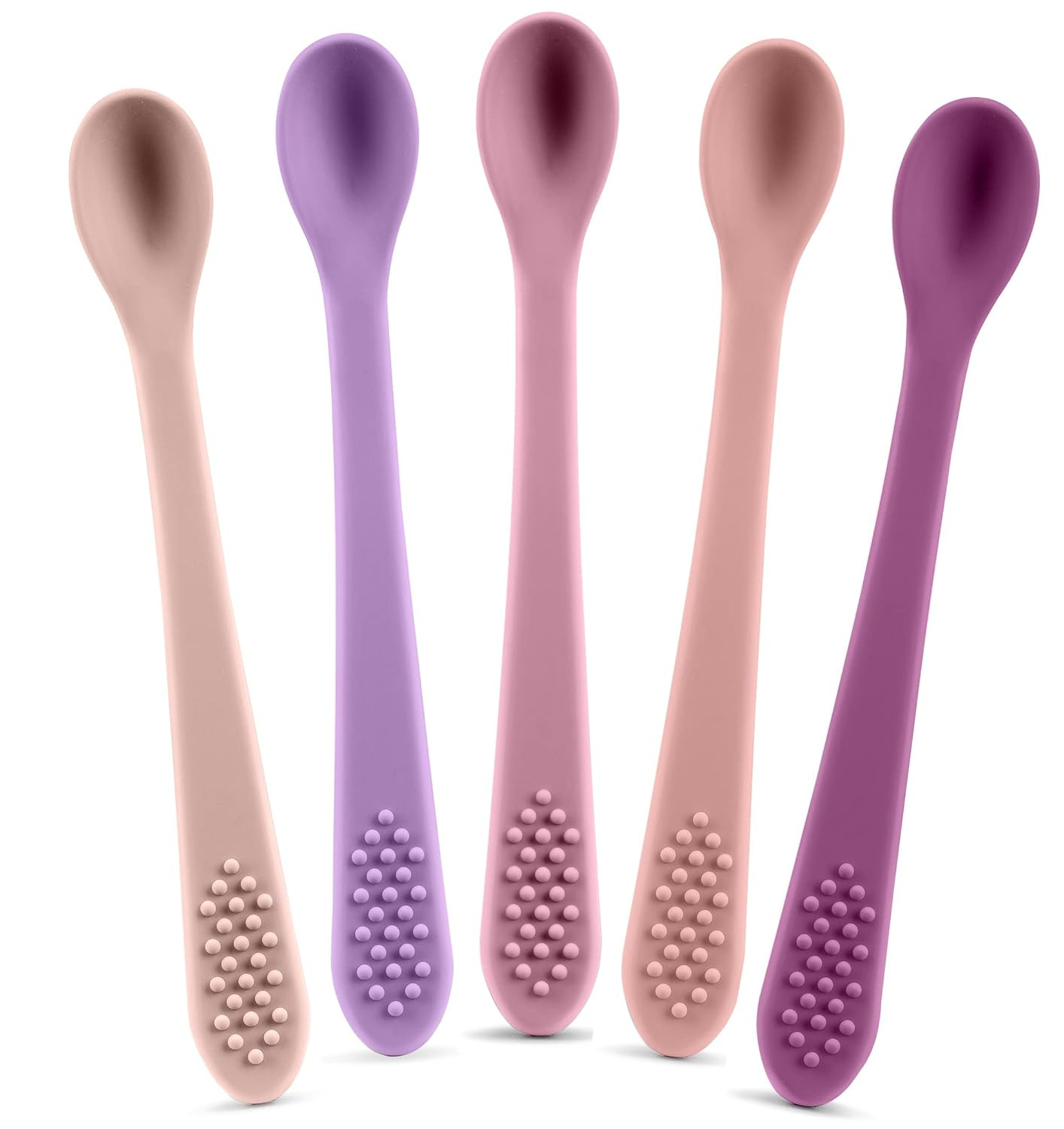 Best First Stage Baby Infant Spoons, 5-Pack, Soft Silicone Baby Spoons Training Spoon Gift Set fo... | Amazon (US)