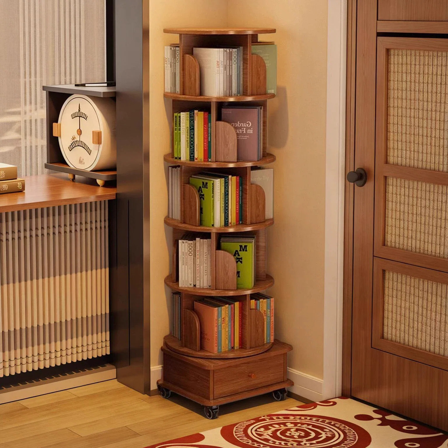 Rotating Bookshelf, 360 Display Corner Bookshelf For Small Space, 6 Tier Bookcase Storage Rack Wi... | Wayfair North America