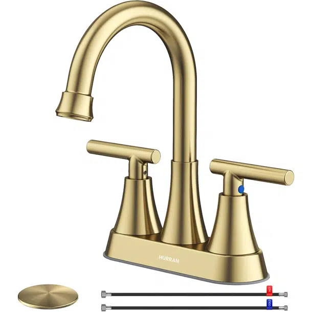 Sinkfaucet0001 4 Inch Brushed Gold Bathroom Sink Faucet With Pop-Up Drain And 2 Supply Hoses, Sta... | Wayfair North America