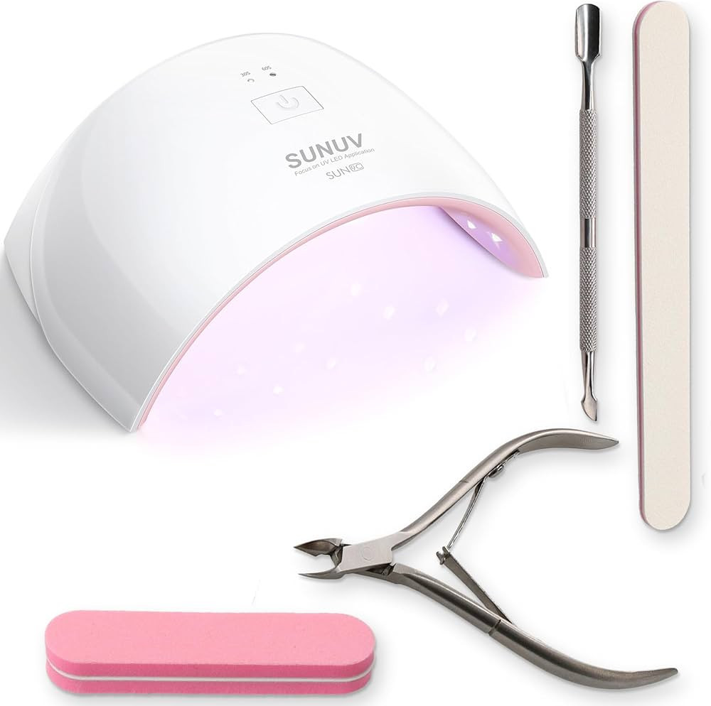 SUNUV UV LED Nail Lamp with 4PCS Cuticle Nippers, Cuticle Pusher with Nail File and Buffer Set, P... | Amazon (US)