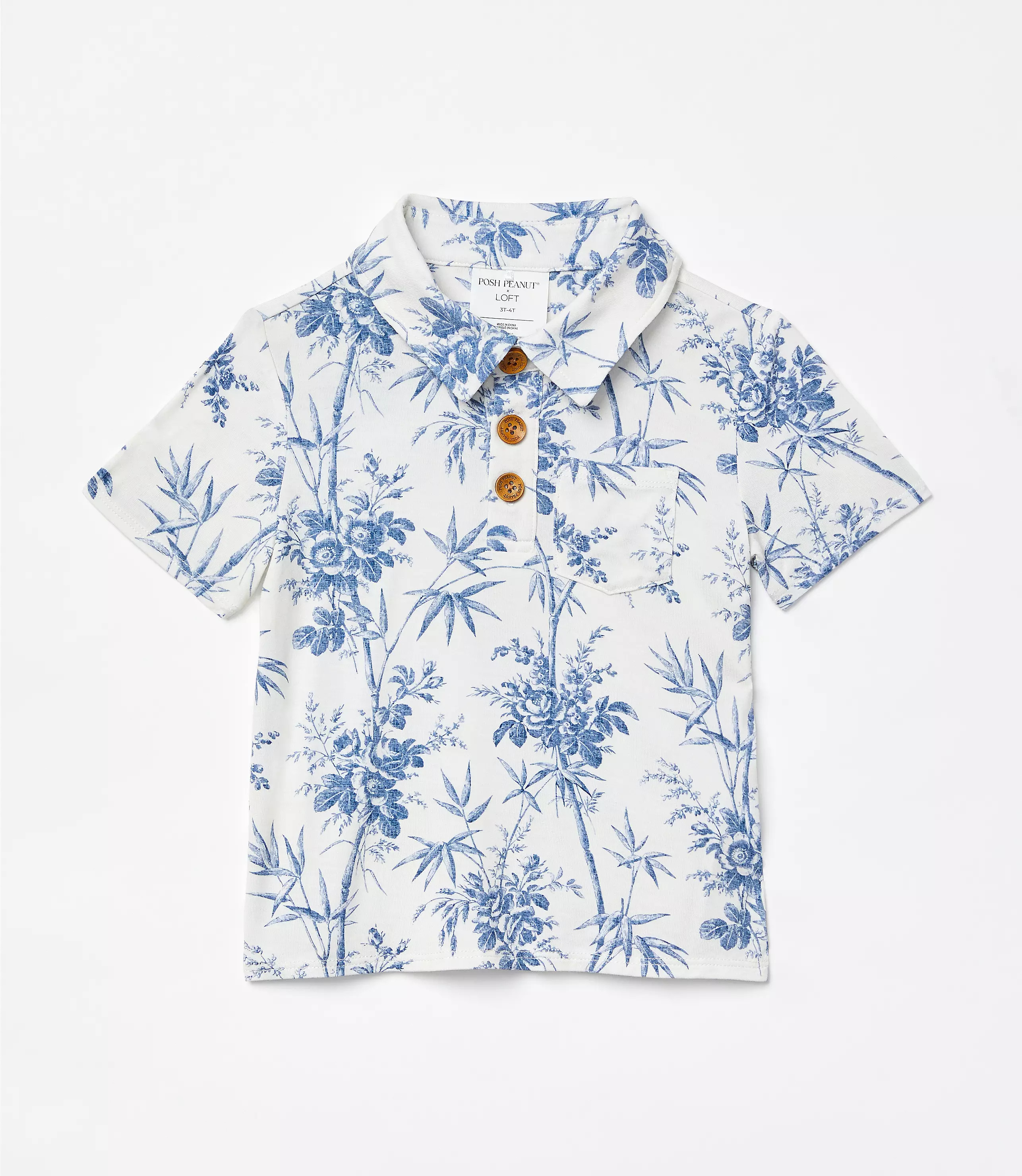 Posh Peanut X LOFT Palm Short Sleeve Collared Henley Top | LOFT