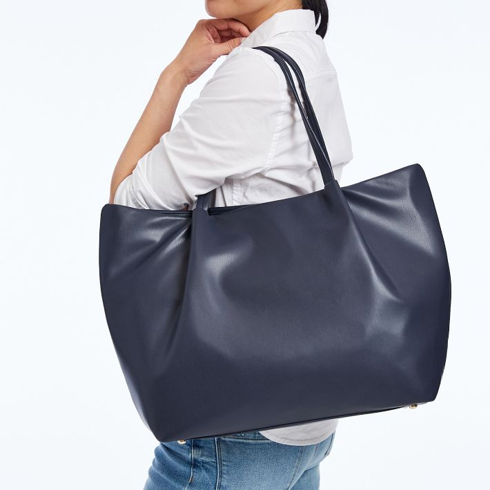 Vegan Leather Ruched Tote | Mark and Graham