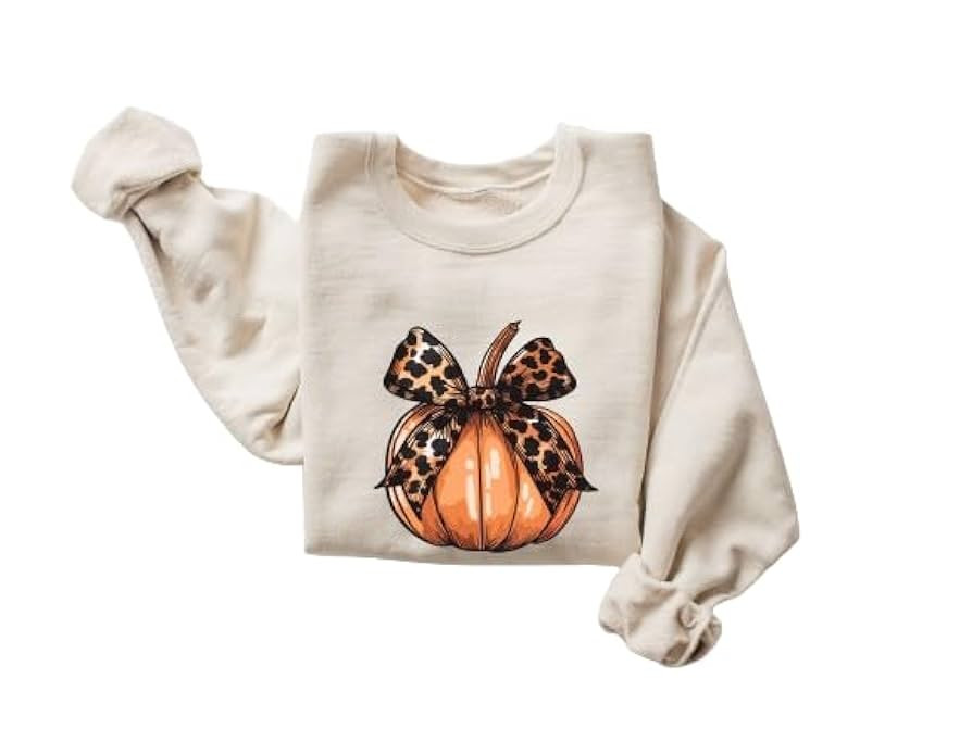 Halloween Pumpkin Bow Shirt, Leopard Coquette Pumpkin, Fall Pumpkin Sweatshirt, Fall Season Shirt... | Amazon (US)