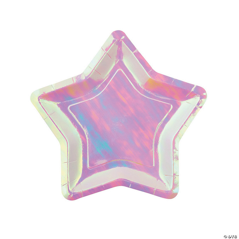 Iridescent Star-Shaped Paper Dessert Plates - 8 Ct. | Oriental Trading Company