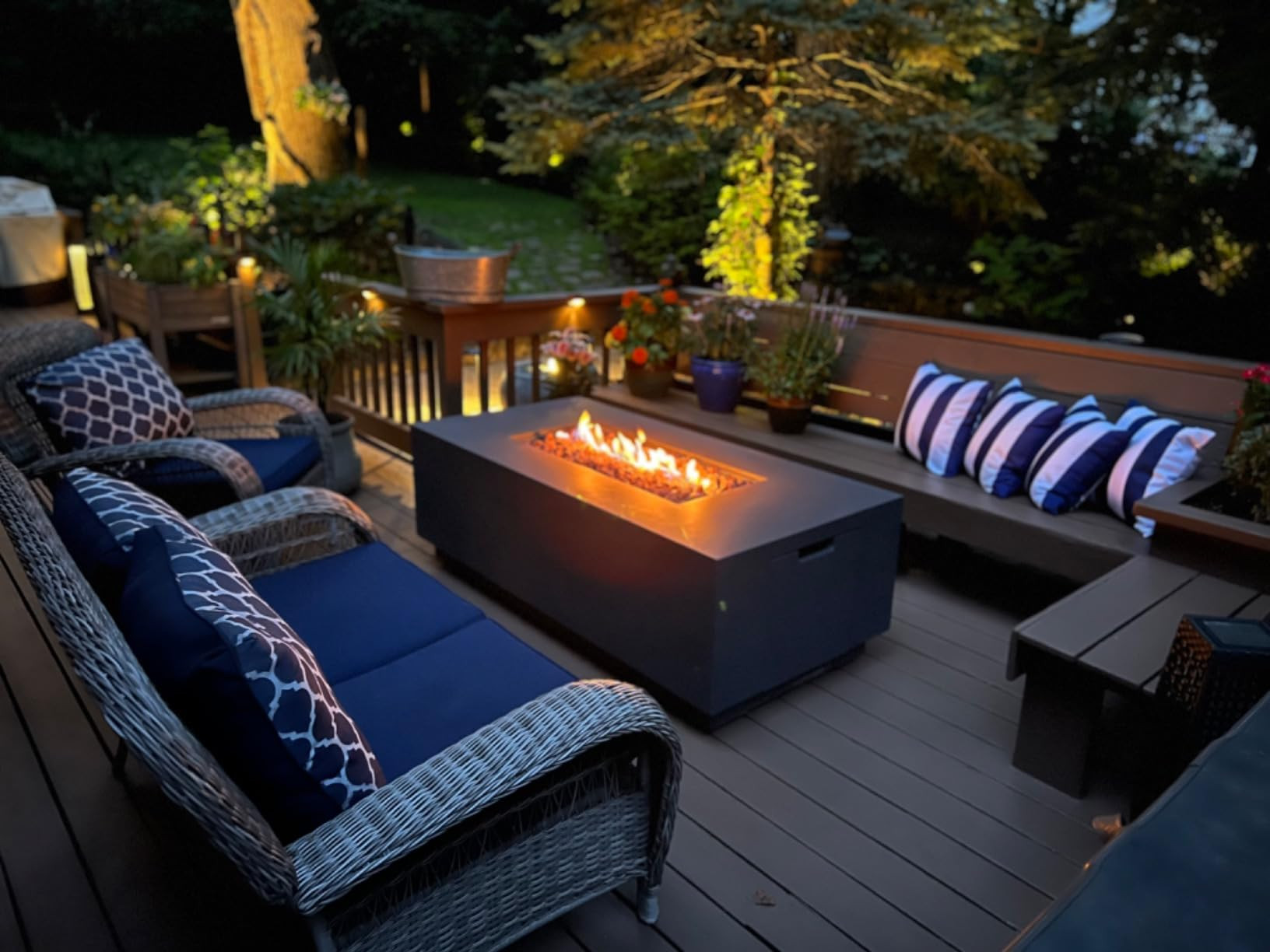 AMS Creations | Sedona Fire Pit Table with Pull-Out Propane Tank Storage Drawer | Concrete Rectan... | Amazon (US)