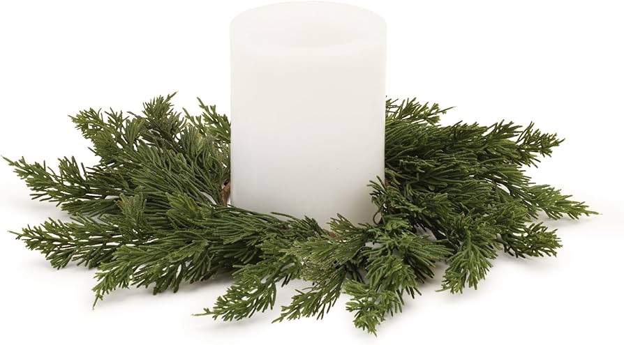 Melrose Pine Candle Ring, Christmas, 16" D, Plastic, Fits a 4" Candle | Amazon (US)