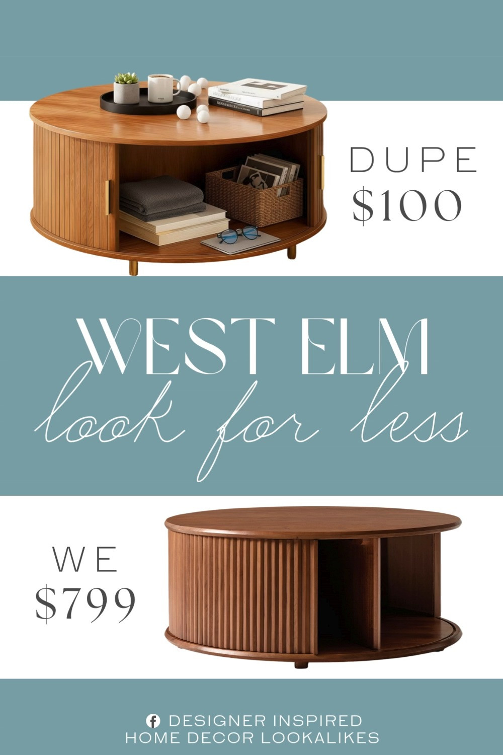 Inspired by West Elm Storage Coffee Table. Round Wooden Coffee Table. Fluted Wood Accent Table. Solid Wood Center Table. Ribbed Living Room Table. Modern Coffee Table. Contemporary Center Table. Rustic Wooden Storage Table. 

Home more affordable option find copy cat similar look for less budget friendly affordable cheap cheaper beautiful pretty. Clearance sale coupon code discount code promo code luxury lookalike look a like Inspo inspiration inspired by idea ideas Love like these? I share multiple every day in my FB group.
#westeminspired #coffeetabale #centertable #livingroomtable #modernliving #woodfurniture #furniturefinds #livingroominspo  

 #LTKHome
