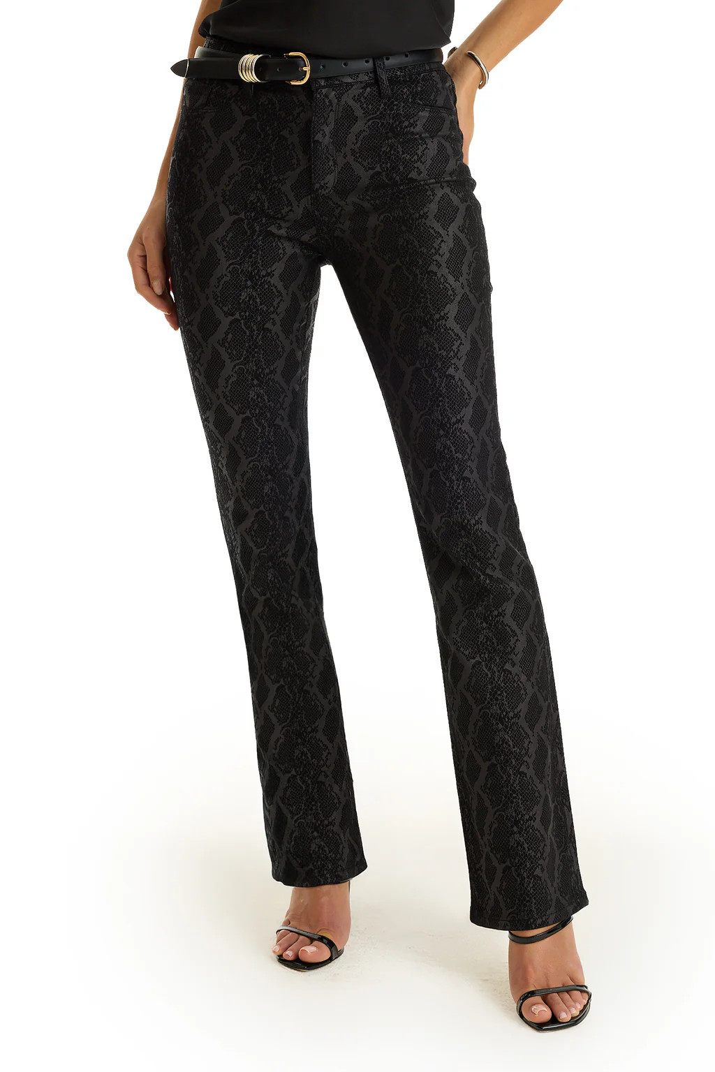 Aria Flare Jean - Black Python | The Noli Shop