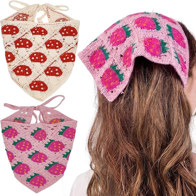 Crochet Hair Bandana,Triangle Head Scarf,Knitted Headband,Lace Bandana for Women,Crochet Bandana ... | Amazon (US)