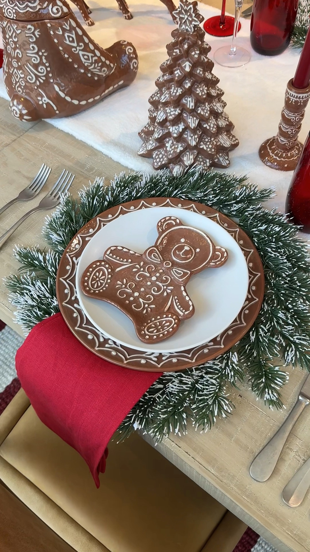 Tablescape Tuesday! 😍🍽️🍪 Sharing this charming gingerbread Christmas setup featuring the Pottery Barn Gingerbread Collection — whimsical plates, icing-style details, and the cutest festive touches. 🤎 A fun + nostalgic way to dress up your holiday table! Linked the full collection along with a few extra pieces to help you recreate this cozy, merry moment! 🎄🎅🏻🍾 #TablescapeTuesday #HolidayTablescape #ChristmasDecor

#LTKSaleAlert #LTKHoliday #LTKHome
