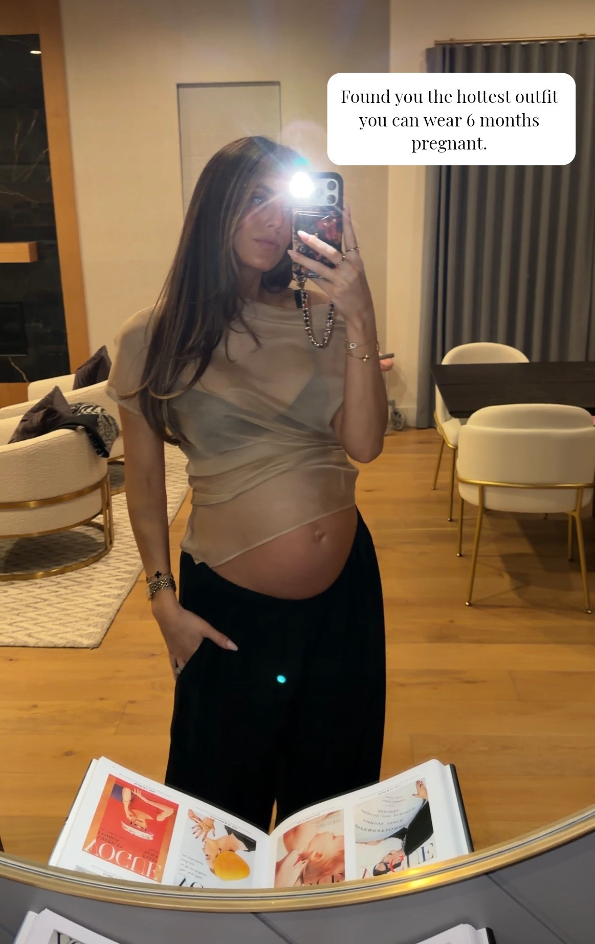 Going out pregnancy look. Or honestly for anybody! Top and bra are from pre-pregnancy. 
Top: size xs 
Pants run HUGE. I’m wearing an XXS (elastic waistband tons of stretch). 

#LTKBump #LTKBaby #LTKBeauty