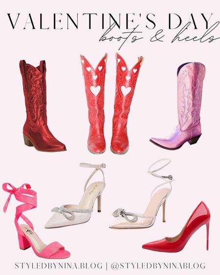 Amazon Valentine’s Day outfits - Valentine’s Day heels - red heels - pink heels - Valentine’s Day boots - amazon cowboy boots - western boots - rodeo outfits - western fashion - nashville outfits - pink cowboy boots - red boots 



#LTKSeasonal #LTKparties #LTKshoecrush