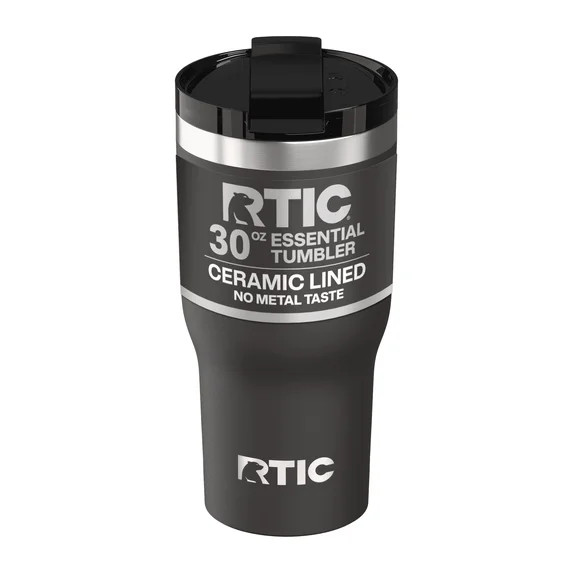 RTIC 30 oz Ceramic Lined Insulated Essential Tumbler, Leak-Resistant Lid, Black | Walmart (US)