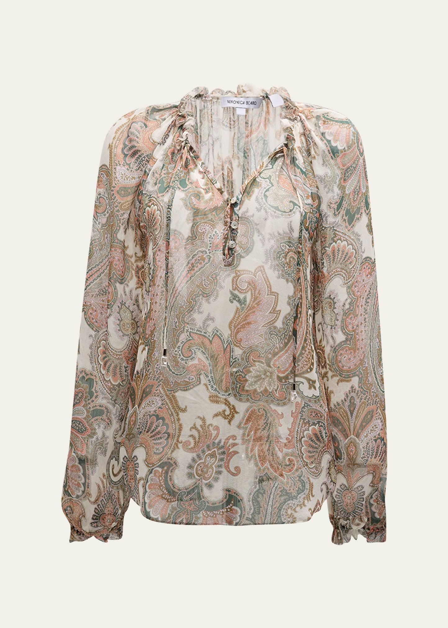 Veronica Beard Antonette Long-Sleeve Paisley Blouse | Bergdorf Goodman