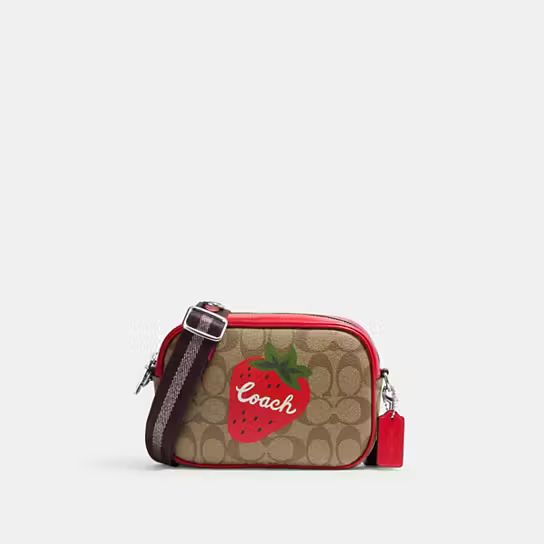 Mini Jamie Camera Bag In Signature Canvas With Wild Strawberry | Coach Outlet