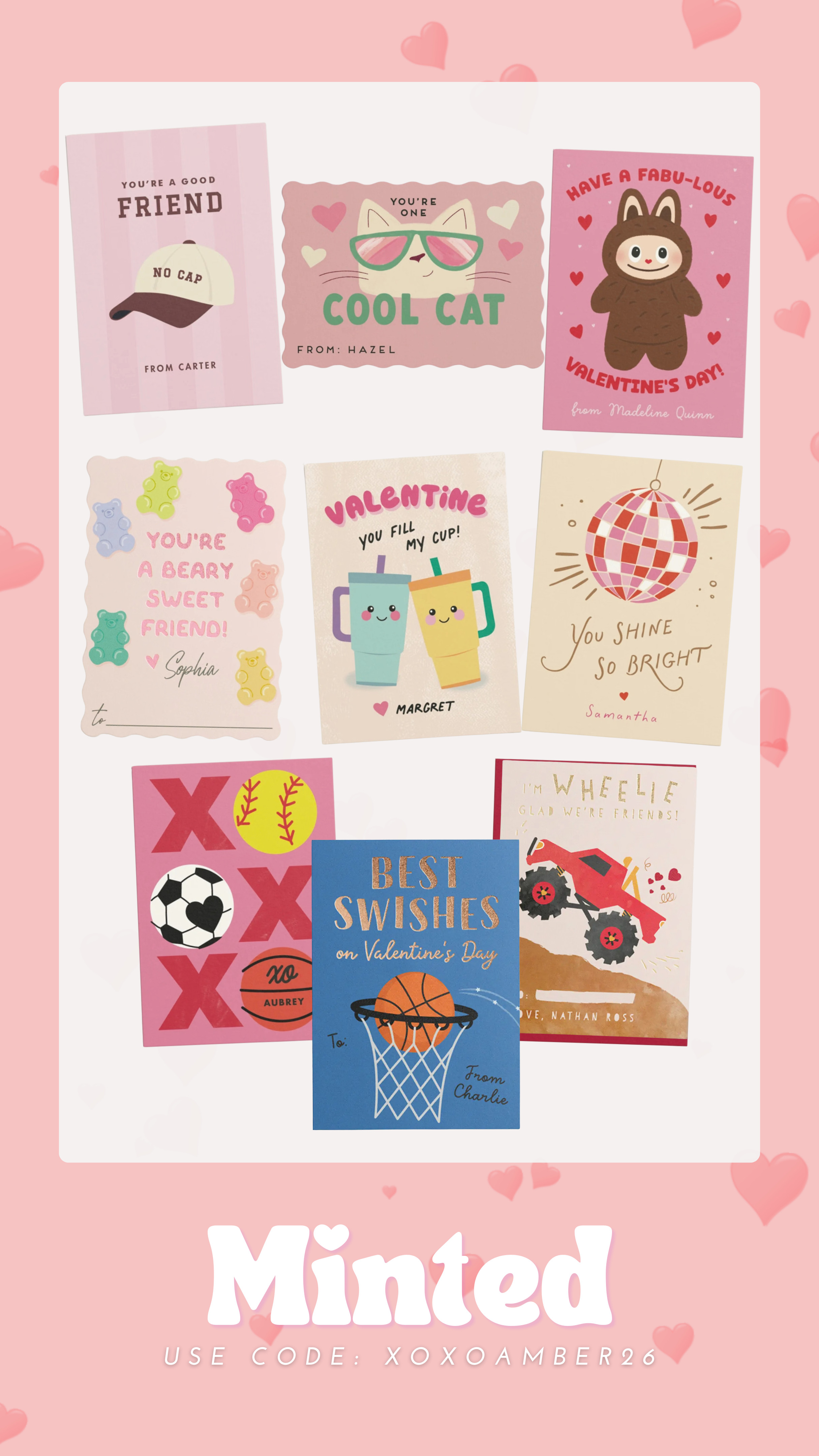 if you're looking for class valentine's day card, these ones from minted are perfect! use my code: xoxoamber26 for 20% off & select gifts + one free 24 pack of stickers to match your classroom valentines 

 #LTKValentine #LTKSeasonal