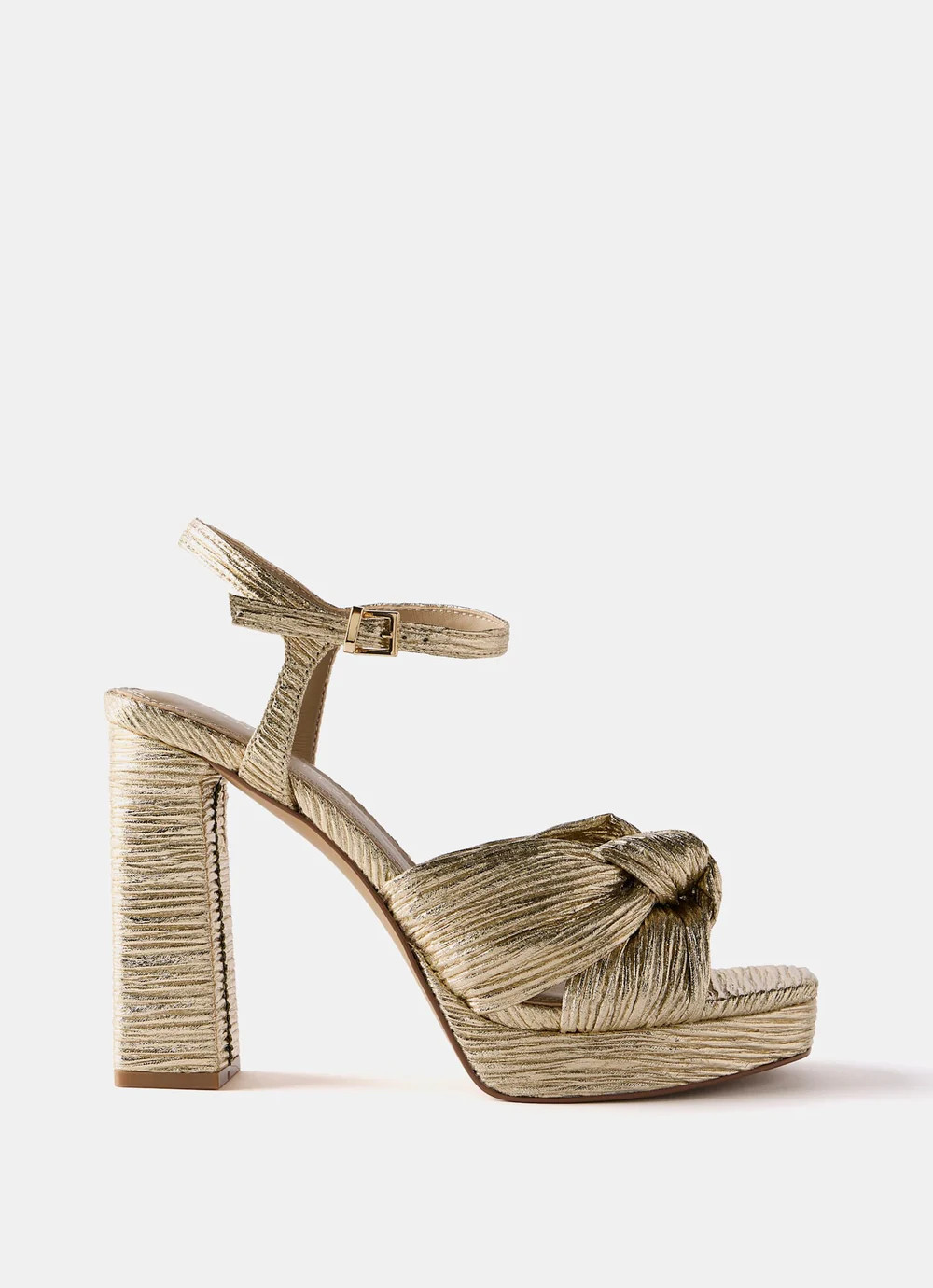 Amy Gold Textured Platform High Heels | Mint Velvet
