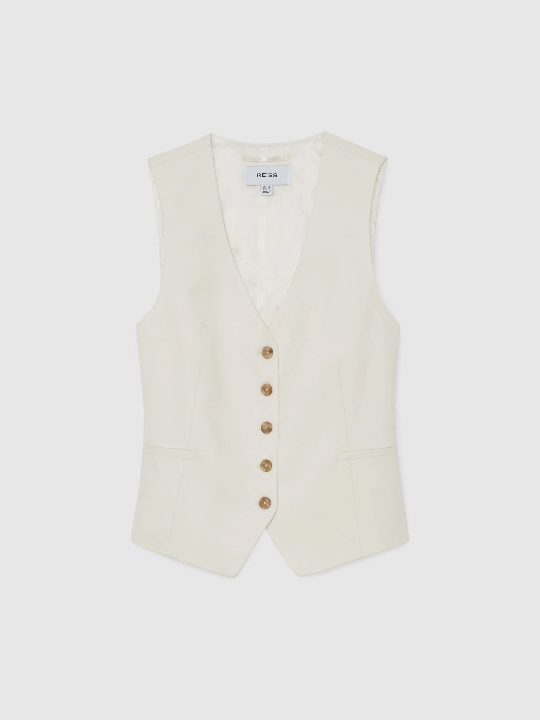 Reiss Reiss Cream Malin Button-Through Tailored Waistcoat | Next US