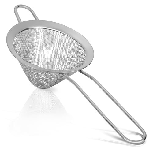 Upgraded 3.3" 304 Stainless Steel Fine Mesh Strainers for Kitchen, Cocktail Strainer Tea Coffee Juice Strainer Food Strainer Mini Sieve Strainer, Silver | Amazon (US)