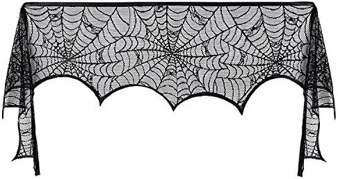 Amazon.com: Pangda Halloween Cobweb Fireplace Scarf Mantle Scarf Spider Web Decorations Black Man... | Amazon (US)