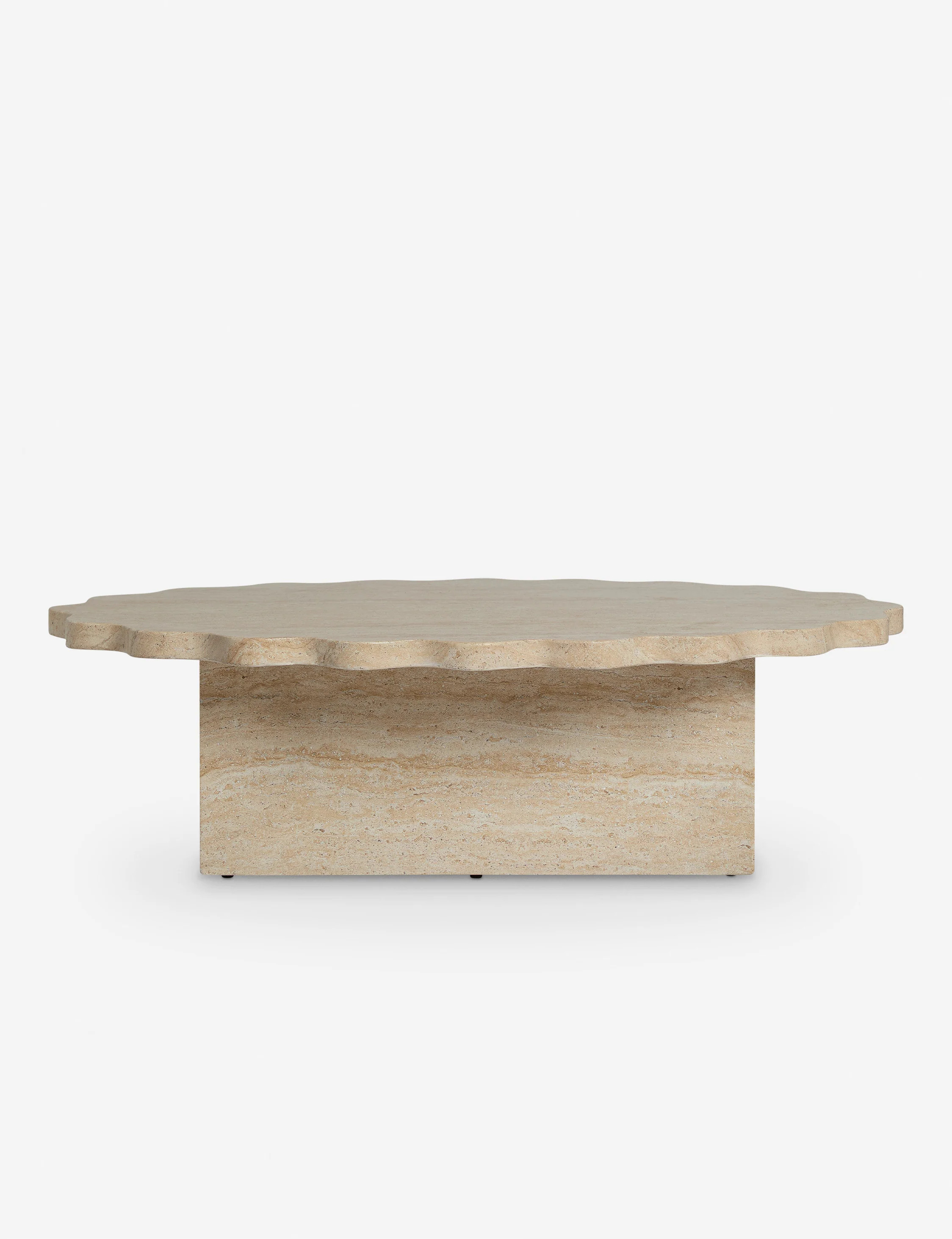 Scalloped Indoor / Outdoor Coffee Table by Sarah Sherman Samuel, Beige Marble | Lulu and Georgia 