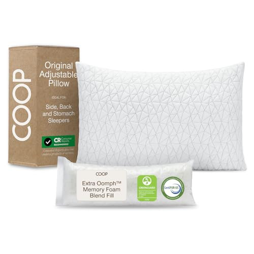 Coop Home Goods Original Adjustable Pillow, King Size Bed Pillows for Sleeping, Cross Cut Memory Foam Pillows - Medium Firm Back, Stomach and Side Sleeper Pillow, CertiPUR-US/GREENGUARD Gold | Amazon (US)