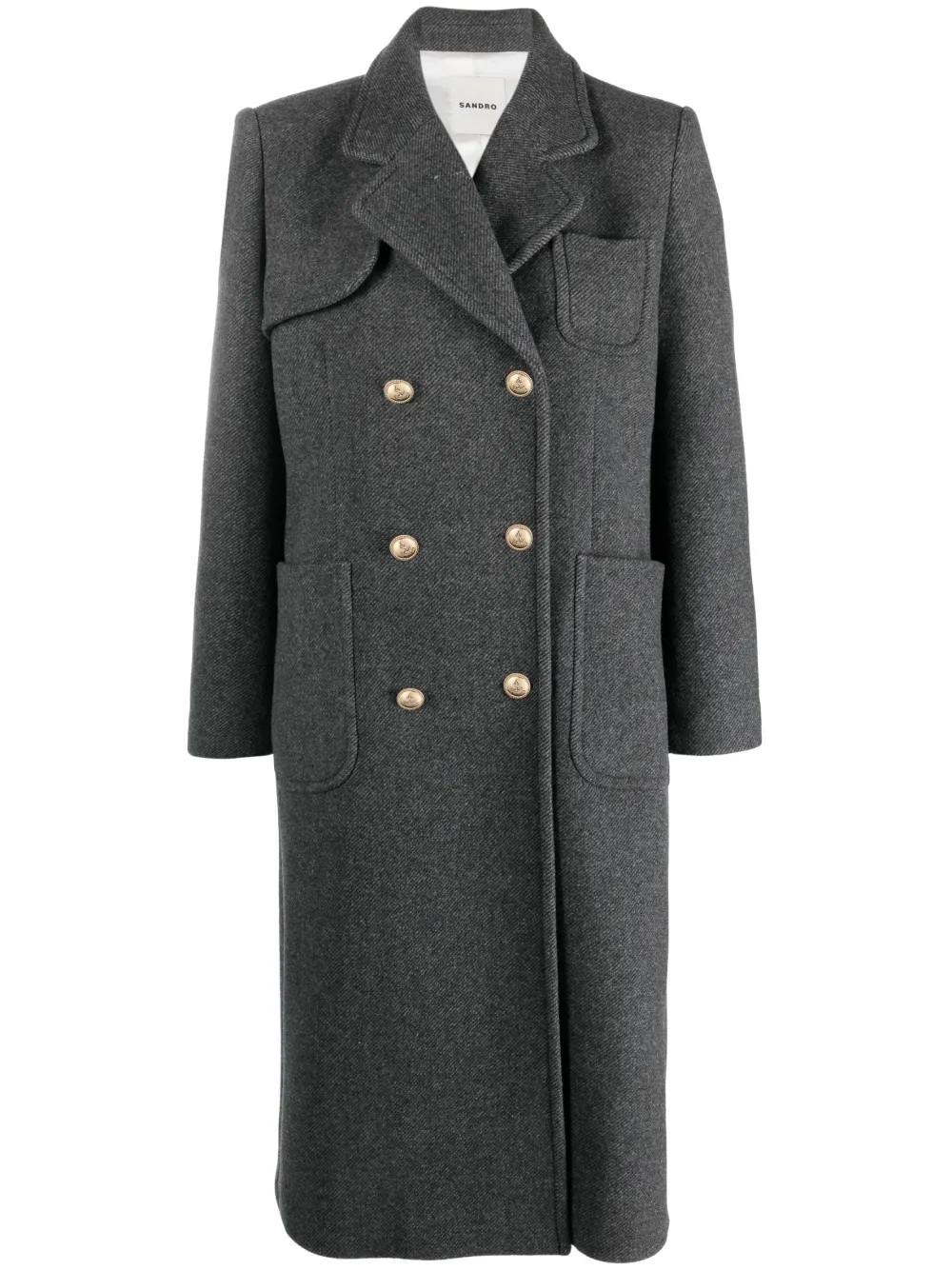 SANDRO Manteau mi-long à Boutonnière Croisée - Farfetch | Farfetch Global