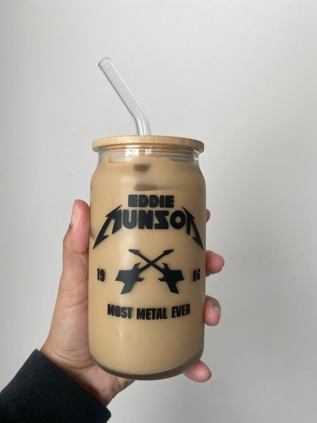 Eddie Munson Glass Cup Stranger Things Bamboo Lid & Glass - Etsy | Etsy (US)