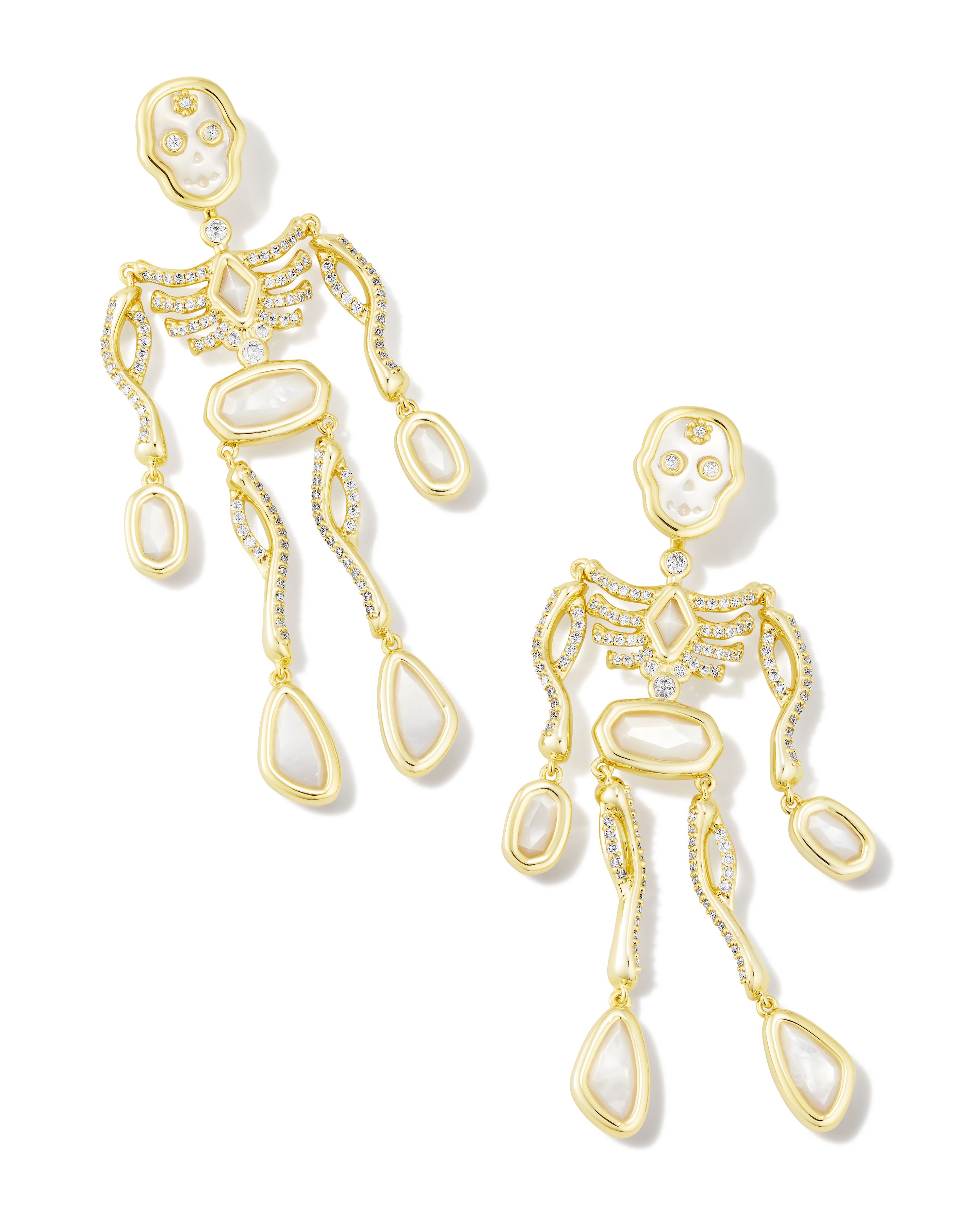 Skeleton Convertible Gold Statement Earrings in Ivory Mother-of-Pearl | Kendra Scott