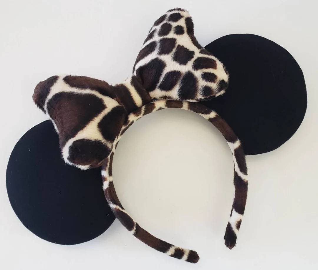 Giraffe Mouse Ears | Park Ears Headband | Animal Kingdom Mouse Ears | Soft Puffy Mouse Ears | Ani... | Etsy (US)