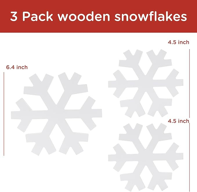 Christmas Decor-Christmas Decorations Indoor-3PCS Wooden Snowflake Decor-Winter White Standing Fa... | Amazon (US)