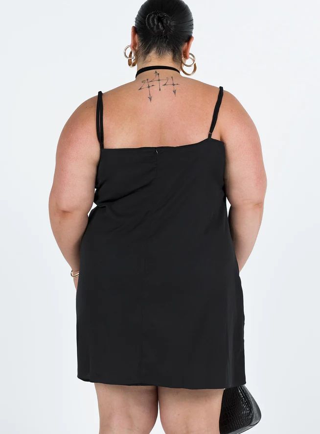 Agnola Lace Trim Mini Dress Black Curve | Princess Polly US