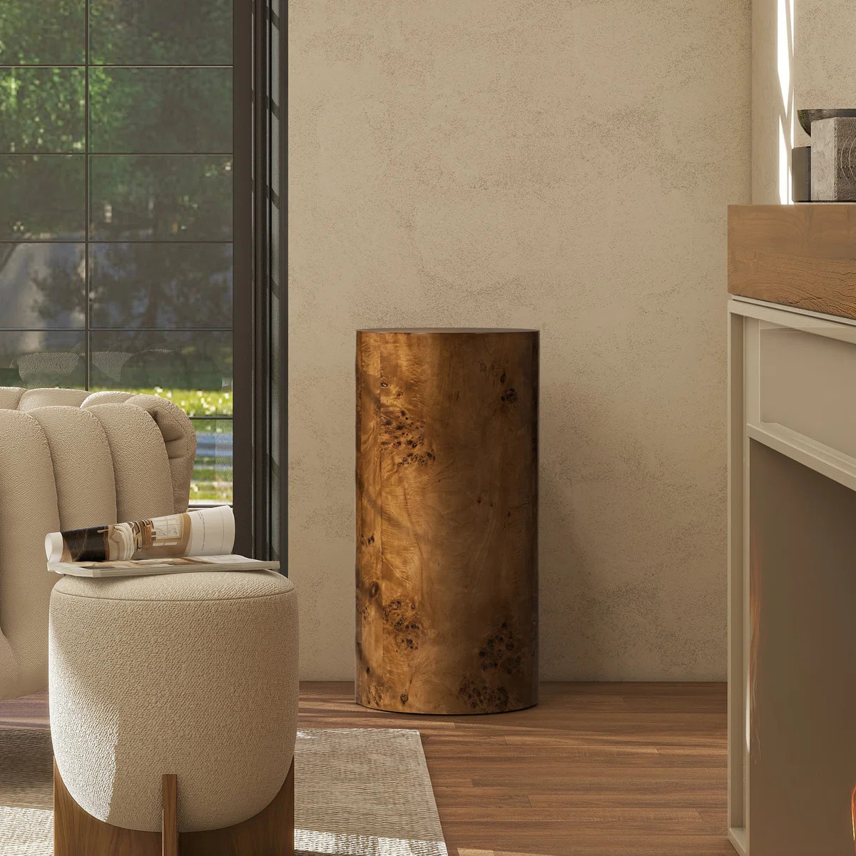 Millwood Pines Gessel Burl Accent Pillar Side Table | Wayfair | Wayfair North America