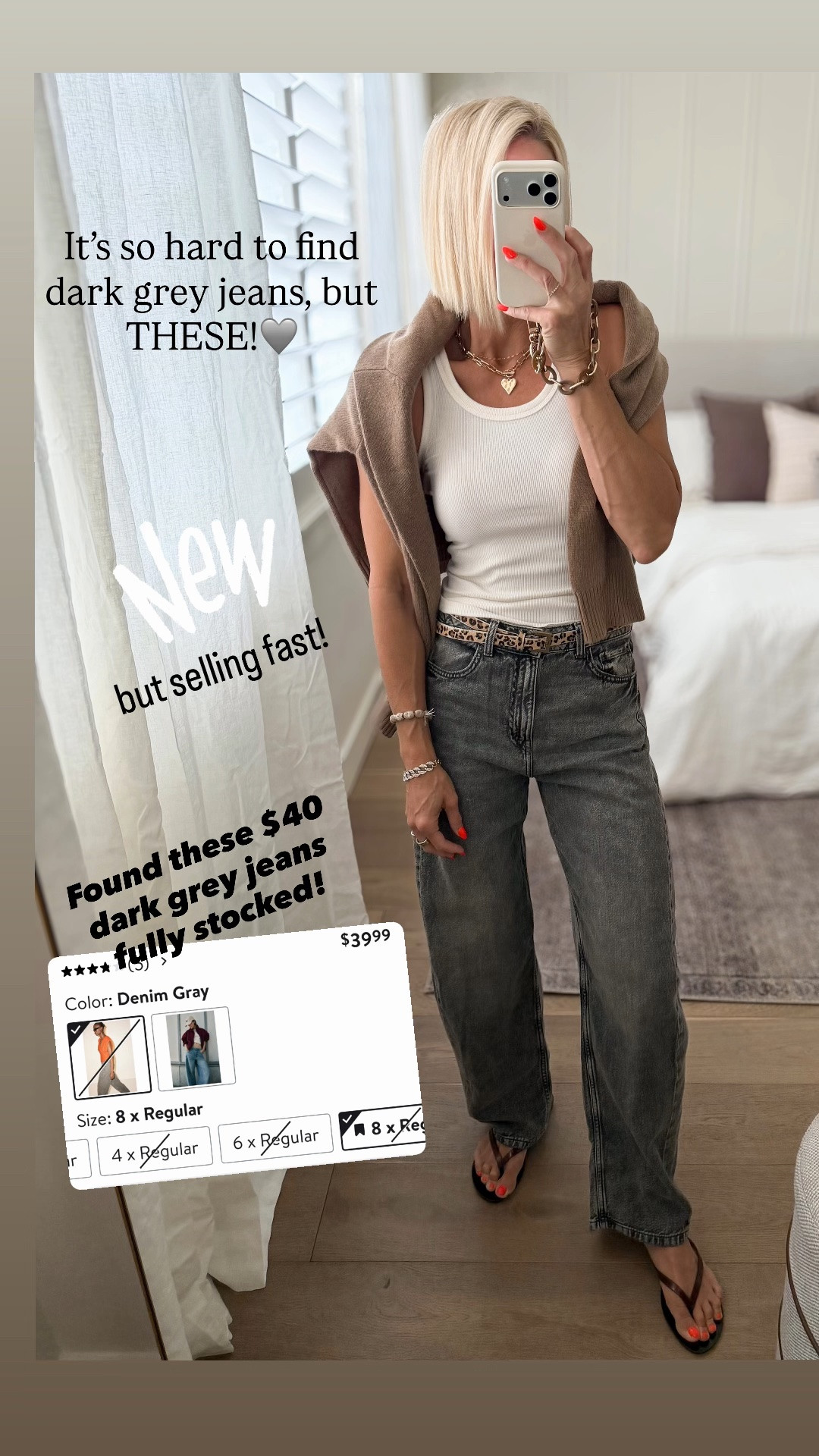 Love a dark grey pair of jeans for fall and I found us these! Only $40, selling fast! Do not sleep on these if you want a pair. Such a good fit! 
Tts, wearing a 4
❗️the color I’m sharing is actual — online color is over exposed and way lighter.

#LTKmomlife #LTKOver40 #LTKootd