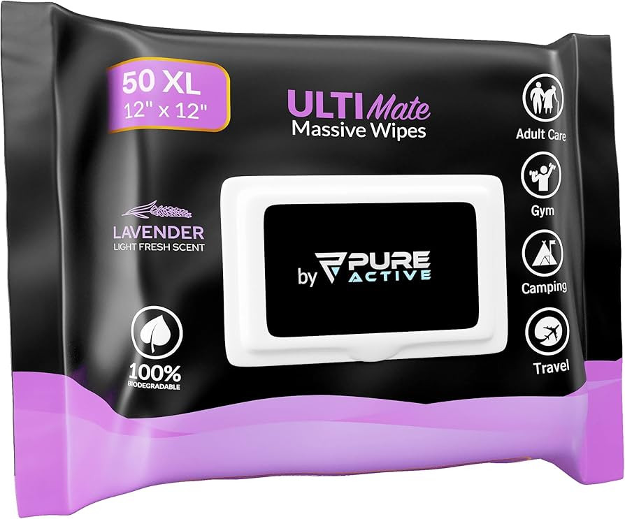 Showerless Body Wipes for Women Deodorant Wipes Women - 50 XL 12"x12" Lavender Rinse-Free Body Wi... | Amazon (US)