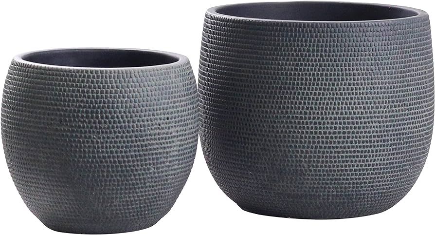 Olly & Rose Barcelona Ceramic Plant Pot Set 2 - Black Flower Pots 7" and 5.5" - Indoor & Outdoor ... | Amazon (US)