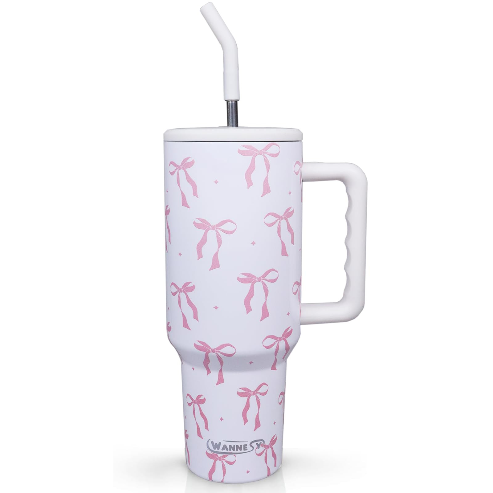 Bow Tumbler, Bow Cup 40oz with Handle and Straw Lid Gifts for Women Girls Birthday Christmas Doub... | Amazon (US)