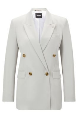 Regular-fit jacket in a heavyweight wool blend- Light Beige Women's Tailored Jackets size 10 | Hugo Boss (US)