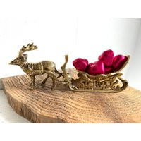 Brass Reindeer & Sleigh | Vintage Christmas Decor | Etsy (US)