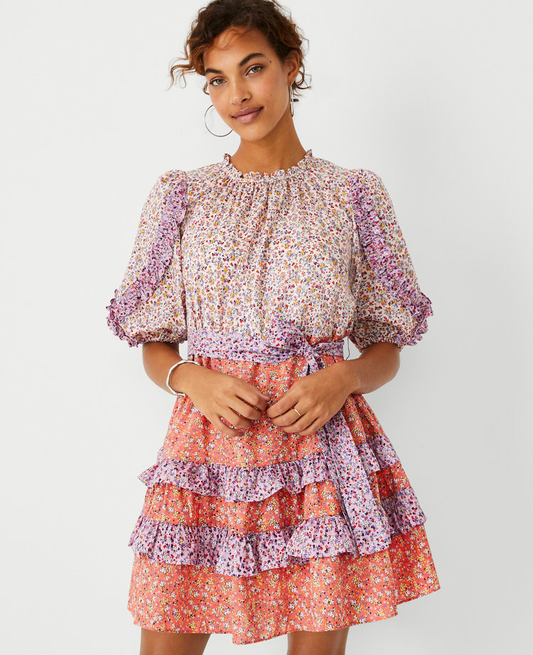 Floral Ruffle Flare Dress | Ann Taylor (US)