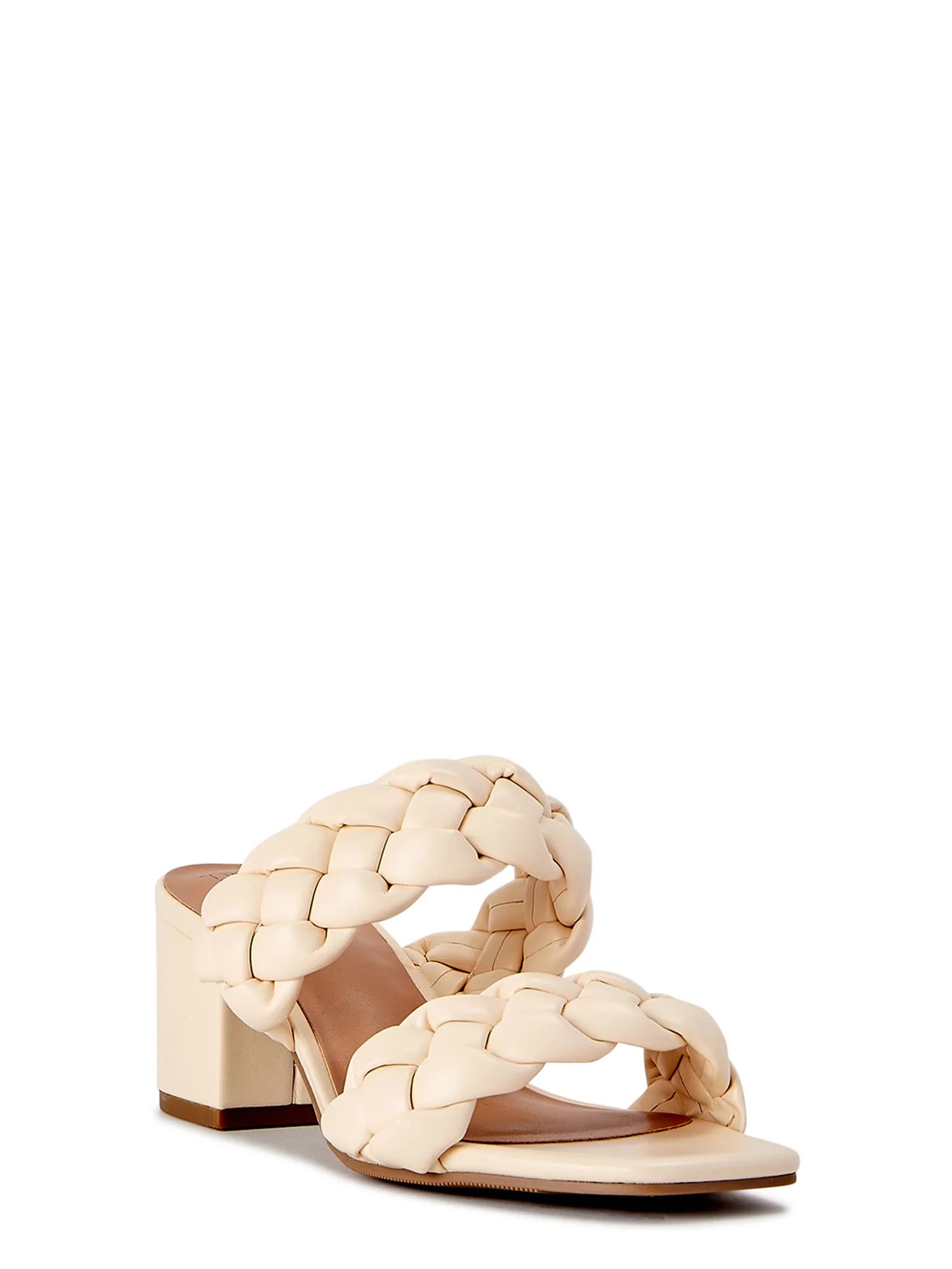 Time and Tru Women's Braided Block Heel Sandals - Wide Width Available | Walmart (US)