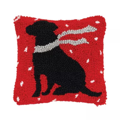 C&F Home Winter Christmas Black Dog Hooked Christmas Throw Pillow 8" x 8 | Belk